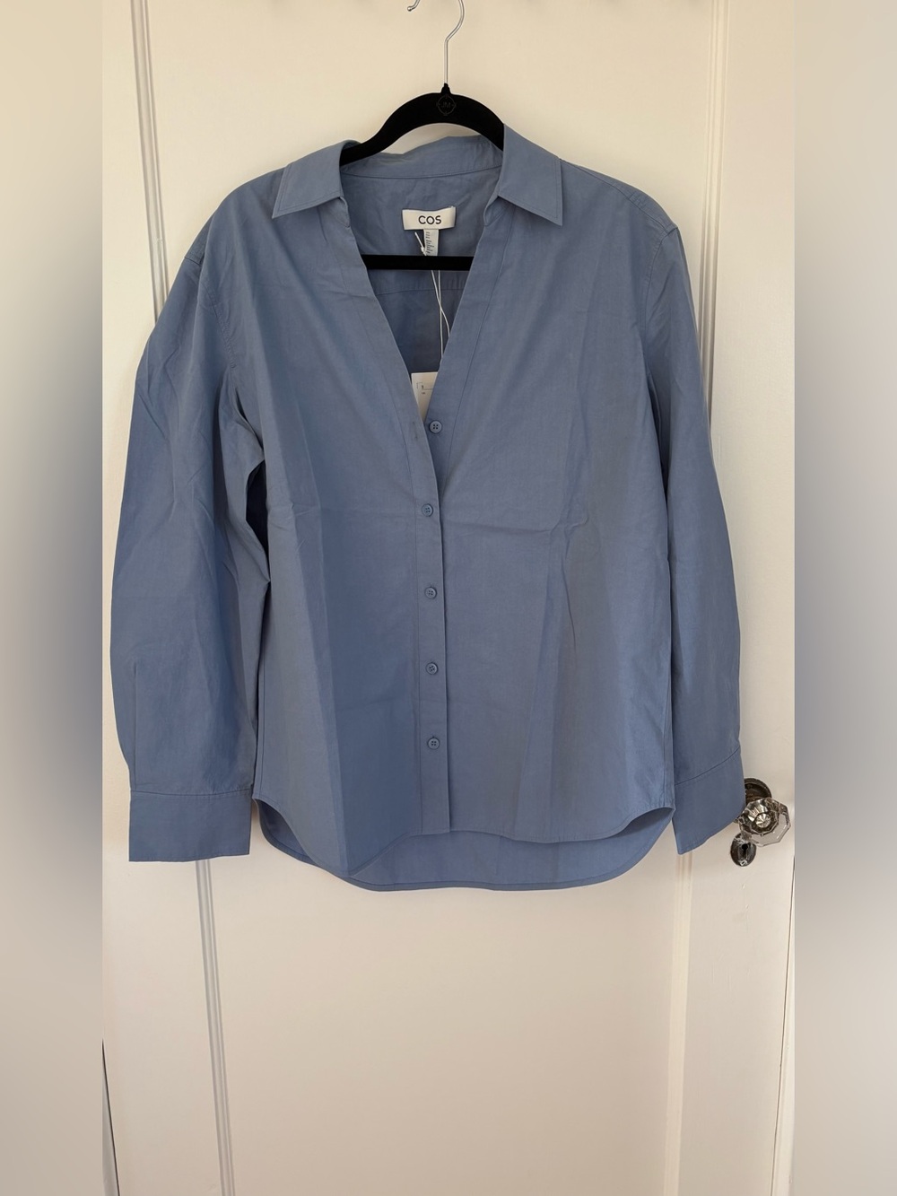 COS open collar cotton poplin shirt